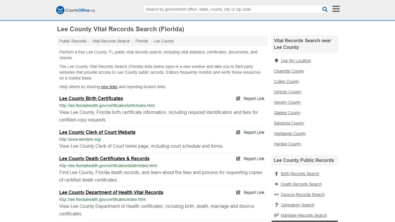 Vital Records Search - Lee County, FL (Birth, Death ...