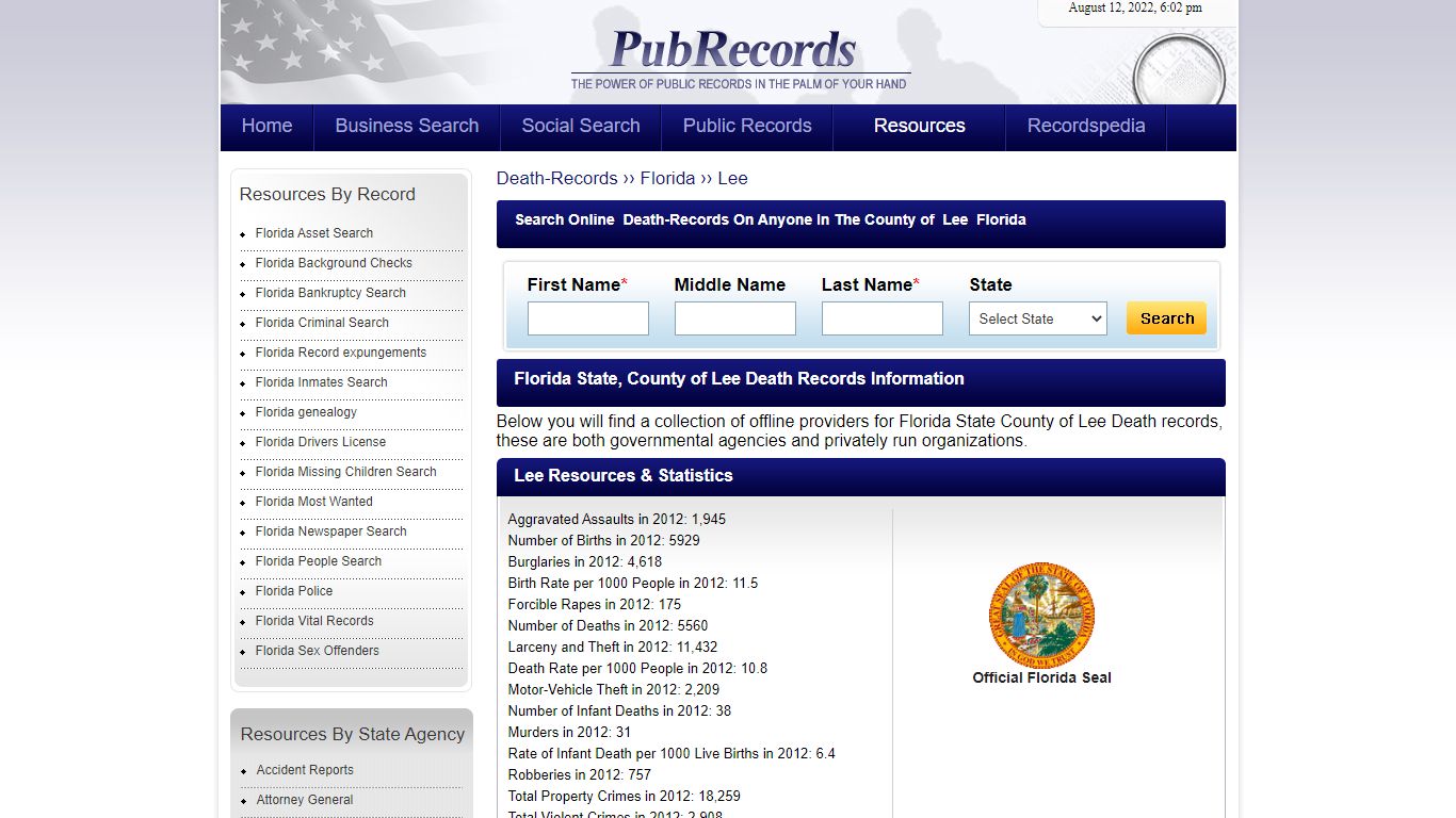 Lee County, Florida Death Records