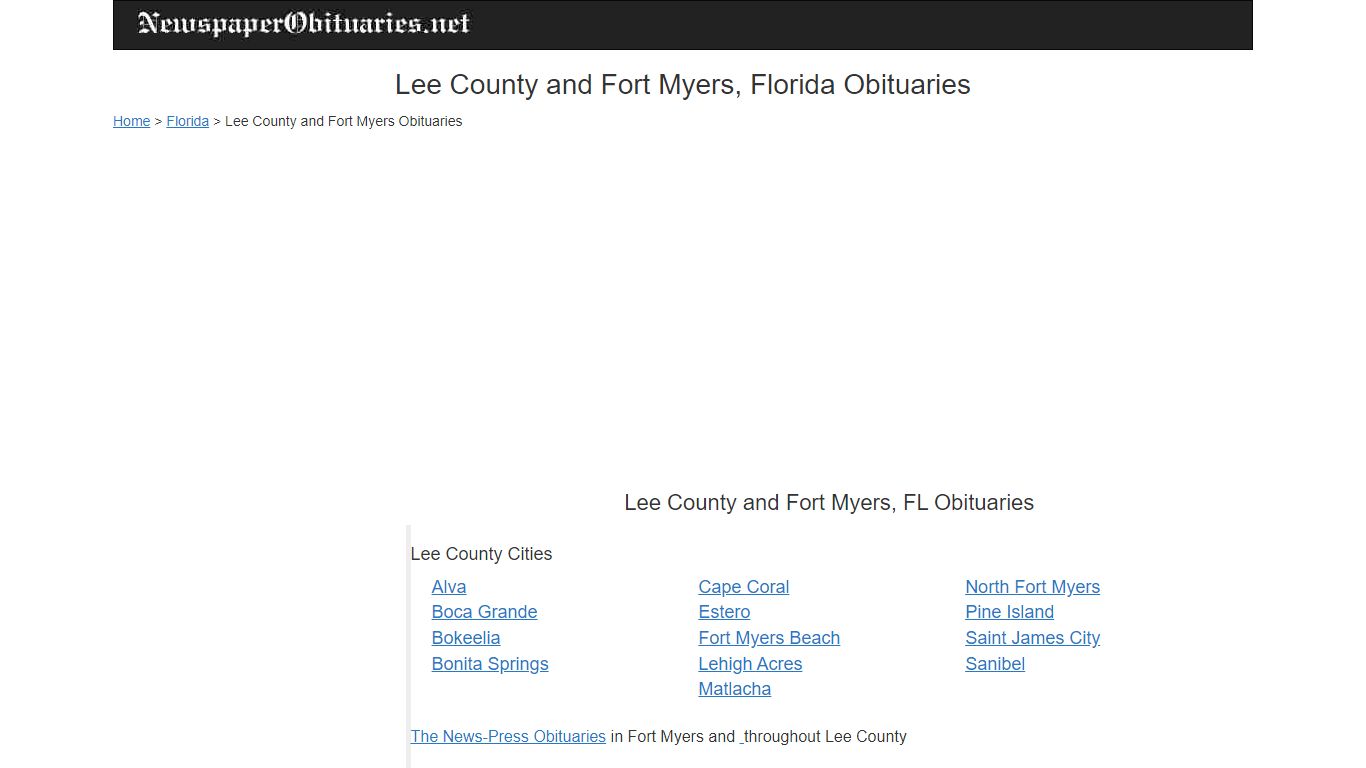 Lee County Obituaries - Fort Myers, FL Obituaries